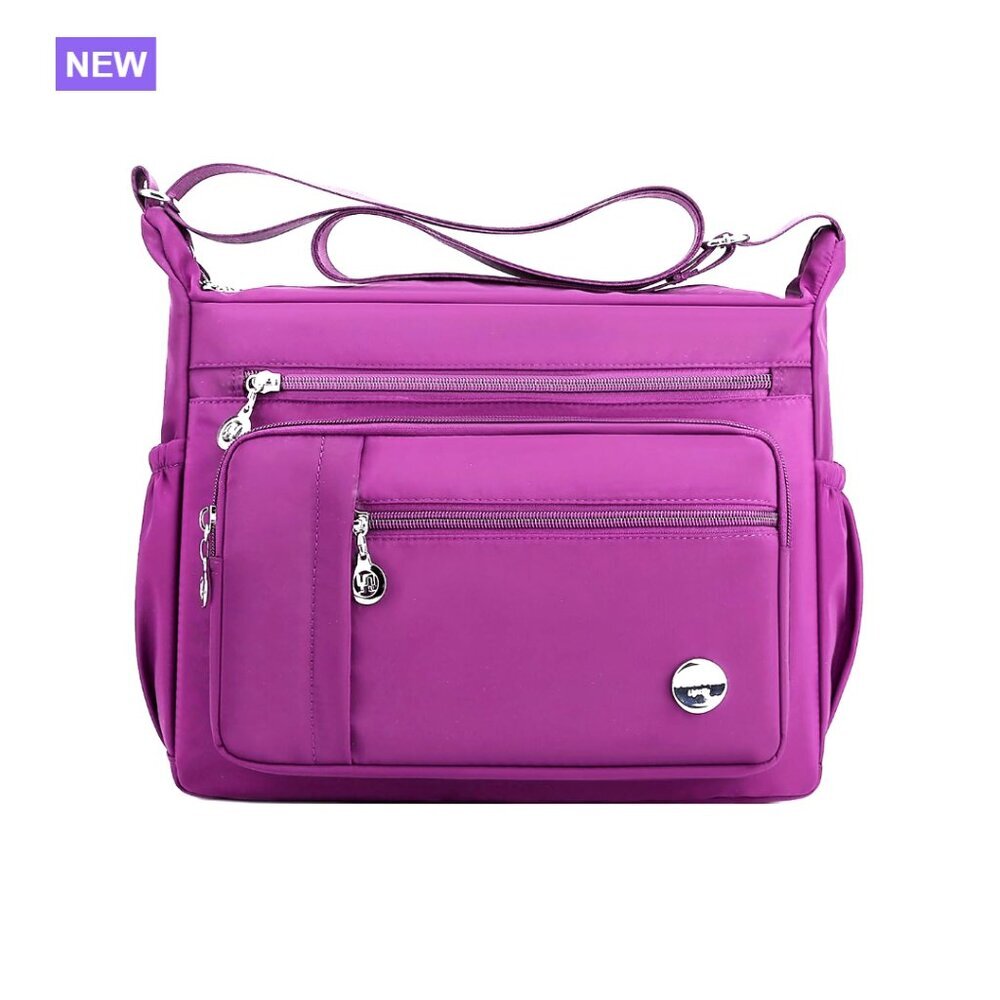 Nylon Crossbody Bag with Multiple Pockets, Adjustable Strap, Lightweight Tote